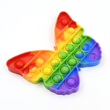 Pop It Fidget Toys, Push Pop Bubble Fidget Sensory Toy, Autism Special Needs Silicone Stress Relief Toy, Fidget Toy & Novelty Gifts for Kids Adults(Rainbow Butterfly -1 PC)