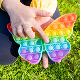 Pop It Fidget Toys, Push Pop Bubble Fidget Sensory Toy, Autism Special Needs Silicone Stress Relief Toy, Fidget Toy & Novelty Gifts for Kids Adults(Rainbow Butterfly -1 PC)