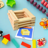 Wooden Pattern Brain Puzzles for Kids & Adults: Challenge Wooden Puzzle Games for Family Party Favors - Brain Games for Kids & Toddlers, 20 Pcs Wooden Strips, 40 Pattern Cards (1 Set)