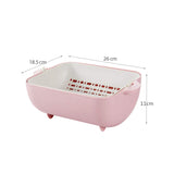 Multi functional BPA Free Double Layered Plastic Rotatable Strainer Bowl With Handles For Washing Rinsing Serving Vegetables  Fruits (Multicolor)