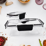 Plastic Kitchen Storage Container Big 800 ML &  Small 250 ML With Air Seal Lock Lid  & Spoon For Storage Of Grocery, Spices, Dry Fruits