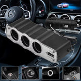 3-Way Car Socket Splitter With Dual USB With 12V/24V Fast Charger for Phones, GPS & Dashcam