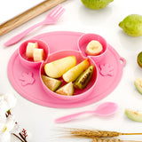 Silicon Micky Plate And 1 Spoon  1 Fork Card Paking ( 1 PC Product)