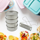 Double Wall Insulated Stainless Steel Tiffin 4 Compartment Lunch Box With Handle Stackable Stainless Steel Lunch Box  BPA Free  Leak proof dabba For Office Home School Hot Outer Plastic Tiffin Box Set (1 Pc 4 Compartment)