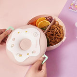 Donut Shaped Double Insulated 3 Compartment Lunch Box (1 Pc  - Mix Color)