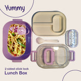 Yummy 2 - Side Click Lunch Box ,Leak Proof ,Food Grade Material  ,With Vent & Sealing Gasket Compact Container For Kids & Adults