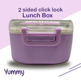 Yummy 2 - Side Click Lunch Box ,Leak Proof ,Food Grade Material  ,With Vent & Sealing Gasket Compact Container For Kids & Adults