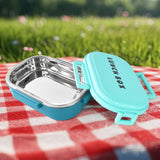 3 In 1 Spicy Bite Stainless Steel Lunch Box With Plastic Small Box &  Spoon (1 Set)