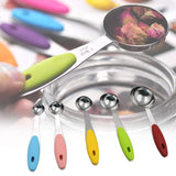 5 PCS Set Of Measuring Cups And Spoons Stackable Set With Silicone Handle