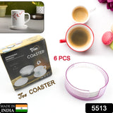 Coasters Set Of 6 | Plastic Coasters Spill Protection For Table Desk Durable And Non Slip Plastic Coaster | Fit Common Size Drinking Glass Coffee Cup Tea Cup Mug