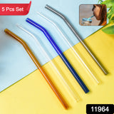 Reusable Glass Straws Clear Glass Drinking Straw (5 Pcs Set)