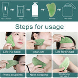 Facial Massager Jade Roller & Gua Sha Tool 100% Natural Stone for Face Neck Healing Skin Wrinkles & Face Eye Neck Foot Manual Massage For Women