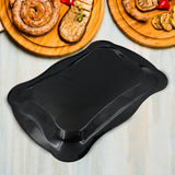 Stainless Steel Serving Tray With Flower Printed Rectangle Premium Dining Table Plate (18 X 8.5 Inch- 1 Pc)