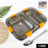 Stainless Steel Lunch Box  , 2 Section Lunch Box With Spoon