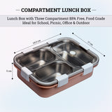 Multicolor Multipurpose 3 Compartment Stainless Steel Lunch Box  Leak-Proof, Durable & Portable Tiffin Box for Office, School & Travel