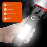 1 PC Rechargeable LED Torch Light, 3W Powerful Flashlight | Long Distance Beam Range Car Emergency Torch with Hammer, Window Glass Breaker & Seat Belt Cutter