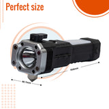 1 PC Rechargeable LED Torch Light, 3W Powerful Flashlight | Long Distance Beam Range Car Emergency Torch with Hammer, Window Glass Breaker & Seat Belt Cutter