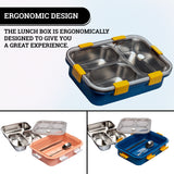 Multicolor Multipurpose 3 Compartment Stainless Steel Lunch Box  Leak-Proof, Durable & Portable Tiffin Box for Office, School & Travel