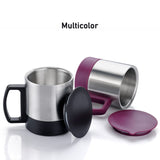 Stainless Steel Coffee-Tea Cup Stainless Steel Lid Cover Hot Coffee-Tea Mug Hot Insulated Double Wall Stainless Steel Coffee And Milk Cup With Lid  Handle Easy To Carry - Coffee Cup (1 Pc)