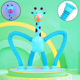 LED Telescopic Suction Cup Giraffe Toy, Shape Changing Telescopic Sensory Tubes Fidget Tubes Sensory, Fidget Toys for 3 to 10 Year Old Boys & Girls, Fun Birthday Gifts for Kids (Pack of 1)