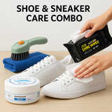 🧴 Complete Shoe & Sports Shoe Care Combo (3-in-1 Kit) – Cleaning Wipes + Whitening Cream + Brush with Soap Dispenser , Travel-Friendly Shoe Cleaning Kit for All Footwear Types