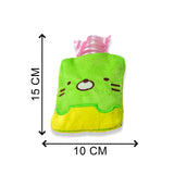 6514 Green Kitty Small Hot Water Bag With Cover For Pain Relief Neck Shoulder Pain And Hand Feet Warmer Menstrual Cramps.