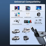 4-in-1 Super Fast Car Charger With Dual Built-in Cables Dual Usb Ports