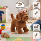 Walking Dog Toy with Sound & LED Light, Electronic Plush Puppy for Kids, Battery Operated Gift for Boys & Girls