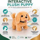 Walking Dog Toy with Sound & LED Light, Electronic Plush Puppy for Kids, Battery Operated Gift for Boys & Girls