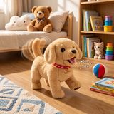 Walking Dog Toy with Sound & LED Light, Electronic Plush Puppy for Kids, Battery Operated Gift for Boys & Girls