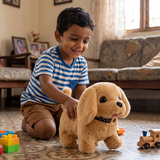 Walking Dog Toy with Sound & LED Light, Electronic Plush Puppy for Kids, Battery Operated Gift for Boys & Girls