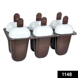 Plastic Ice Candy Maker Kulfi Maker Moulds Set With 6 Cups (Multicolor)