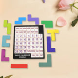 Wooden Daily Calendar Puzzle | A-Puzzle-A-Day | Wooden Challenging Puzzle for Kids & Adults for Every Day Every Year Fit for Office Home Decor School Desktop Coffee Table Gift for Children (Multicolor / 1 Set)
