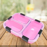 Plastic 3 Compartment Insulated Lunch Box  For Kids, Boys, Girls, School & Office Men (1 PC)