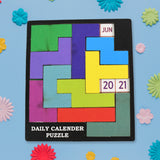 Wooden Daily Calendar Puzzle | A-Puzzle-A-Day | Wooden Challenging Puzzle for Kids & Adults for Every Day Every Year Fit for Office Home Decor School Desktop Coffee Table Gift for Children (Multicolor / 1 Set)
