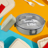 Miracle Stainless Steel Round Lunch Box, with Small Plastic Box Insert Leak Proof Lunch Box with Transparent lid, Lunch Box for Kids & Adults for School, Office (450 ML + 250 ML Approx.)