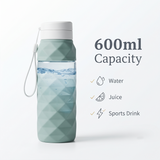 Foldable Silicone Water Bottle | BPA-Free Leakproof Collapsible Travel Bottle for Gym, Office & Outdoor ( 600ml )