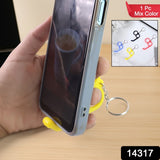2-in-1 Plastic Dual-finger Mobile Stand Cum Keyring  (1 Pc Mixed Color)