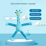 LED Telescopic Suction Cup Giraffe Toy, Shape Changing Telescopic Sensory Tubes Fidget Tubes Sensory, Fidget Toys for 3 to 10 Year Old Boys & Girls, Fun Birthday Gifts for Kids (Pack of 1)