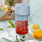 Portable Electric Juicer With Handle  Straw USB Rechargeable 6 Stainless Steel Blades (500 ML)