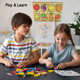 Wooden Puzzle Learning Educational Board of Fruits | Different Fruits Shape Puzzle Boards and Gift for Toddlers & Kids Puzzle for Early Childhood Development (1 Set / 28×20 Cm)