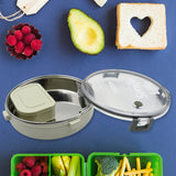Miracle Stainless Steel Round Lunch Box, with Small Plastic Box Insert Leak Proof Lunch Box with Transparent lid, Lunch Box for Kids & Adults for School, Office (450 ML + 250 ML Approx.)