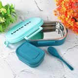 3 In 1 Spicy Bite Stainless Steel Lunch Box With Plastic Small Box &  Spoon (1 Set)