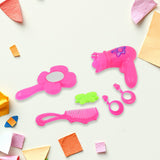 Makeup Kit for Doll Girls Cosmetic Set Kit Hair Salon with 22 PCS Makeup Accessories Portable Pretend Play Fashion Set Toy for Kids (Hair Salon -Pink)3 + Year