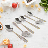 Stainless Steel Gold Bordered Set Of 6 PCS Textured Spoons Gold Plated Handle