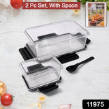 Plastic Kitchen Storage Container Big 800 ML &  Small 250 ML With Air Seal Lock Lid  & Spoon For Storage Of Grocery, Spices, Dry Fruits