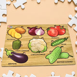 Wooden Puzzle Learning Educational Board of Vegetable | Different Vegetable Shape Puzzle Boards and Gift for Toddlers &amp; Kids Puzzle for Early Childhood Development (1 Set / 28×20 Cm)