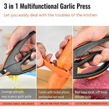 Multifunctional Garlic Press, Garlic Mincing &amp; Crushing Tool, Easy-Squeeze Ergonomic Handle, Garlic Presser for Cloves, Onion, Ginger etc.-Detachable for Easy Cleaning-with Cleaning Needle (1 Pc)
