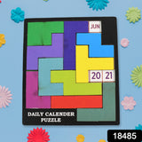 Wooden Daily Calendar Puzzle | A-Puzzle-A-Day | Wooden Challenging Puzzle for Kids & Adults for Every Day Every Year Fit for Office Home Decor School Desktop Coffee Table Gift for Children (Multicolor / 1 Set)