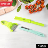 Kitchen Vegetable Peelers , 3 Pieces Potato Peeler with Clean Brush Fruit Peeler Along With Soft Grip Handle (3 Pc Set)